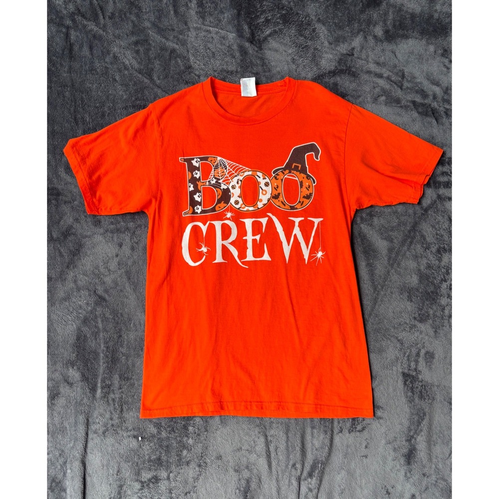 Port & Company Boo Crew Halloween Graphic T-Shirt Orange Womens Small